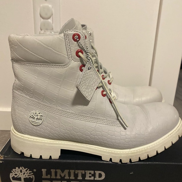 Timberland RARE LIMITED RELEASE Exotic White Serpent Men's Size 12 Leather Boots - Picture 2 of 12